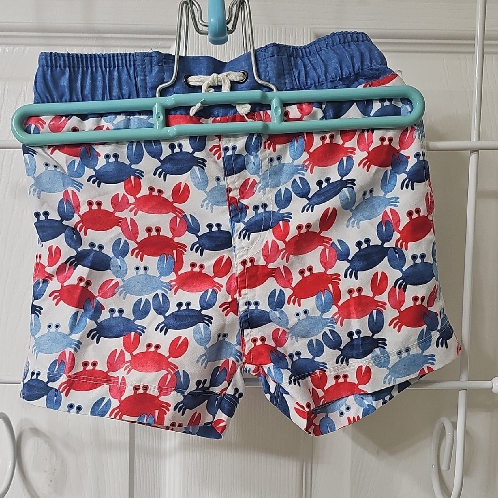 Mud Pie Little Boys Blue Swim Shorts Size 12-18 Months